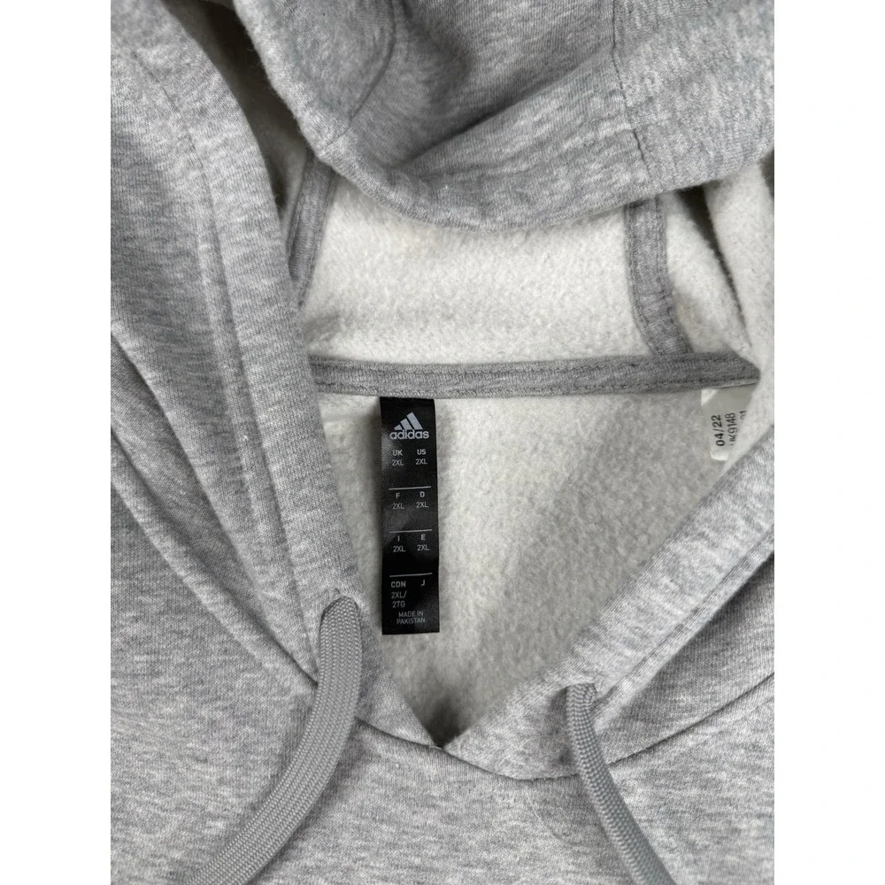 Adidas Sweater Mens Size 2XL Gray Casual Pullover Hoodie Sweatshirt - Picture 4 of 7